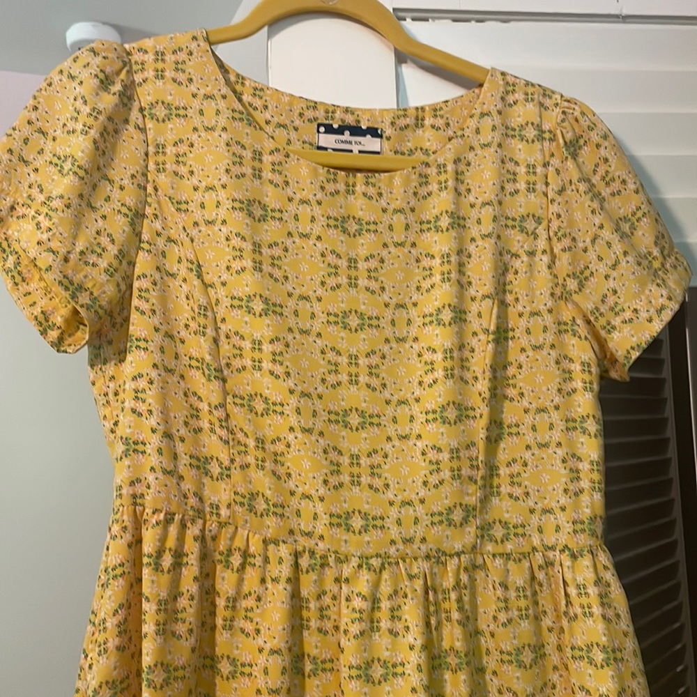 Yellow flowered boutique dress. EUC